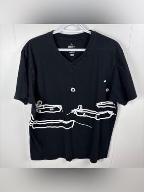 UNIQLO x Julian Opie SPRZ NY Black V-Neck T-Shirt Men's XL MoMA Special Edition